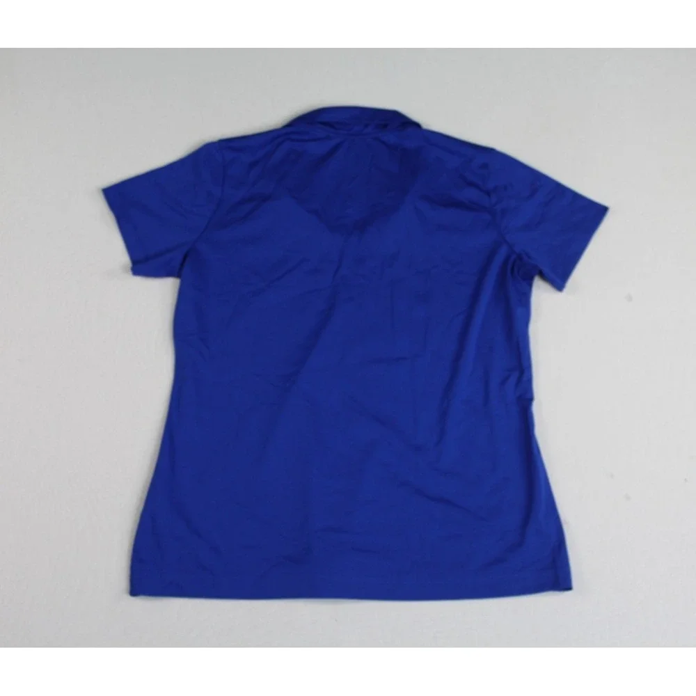 Nike Women Blue Golf Polo Shirt Collared V Neck Short Sleeve Size Large